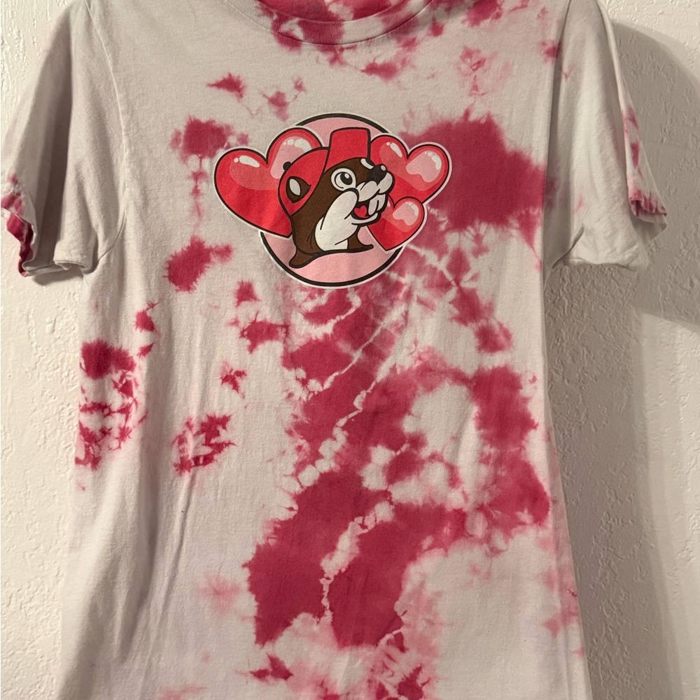 Graphic Tie-Dye Short Sleeve Tee - White & Pink